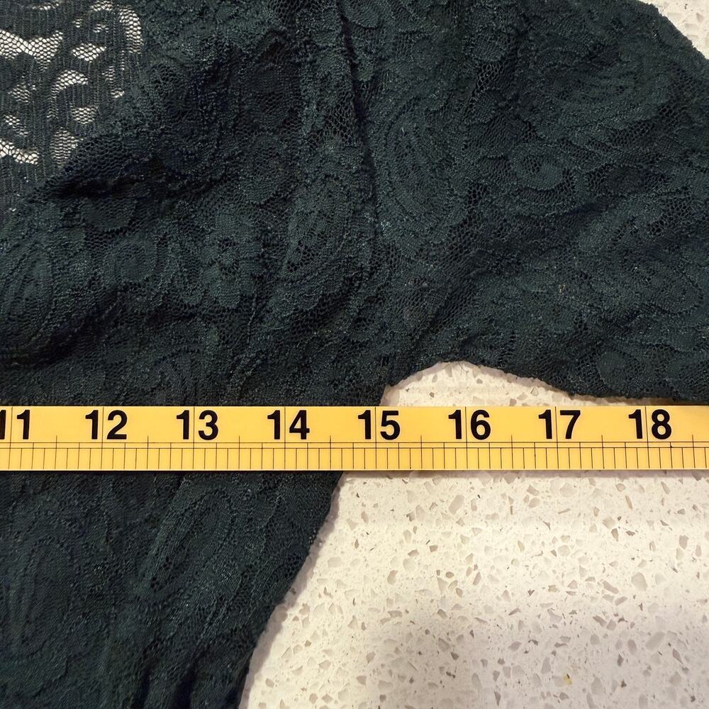 Free People Pearl Lace Mini Dress Forest Green XS Long Sleeve V Neck Holiday - Picture 9 of 10